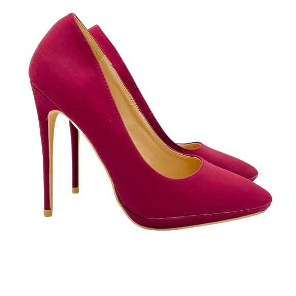 Elegant Collection Heels Womens Size 6.5 Maroon Roesia Pointy Toe Stiletto Shoe - Picture 1 of 11